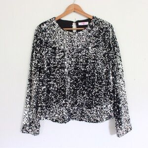 Buddy Love Unity Long Sleeve Disco Sequin Top Large